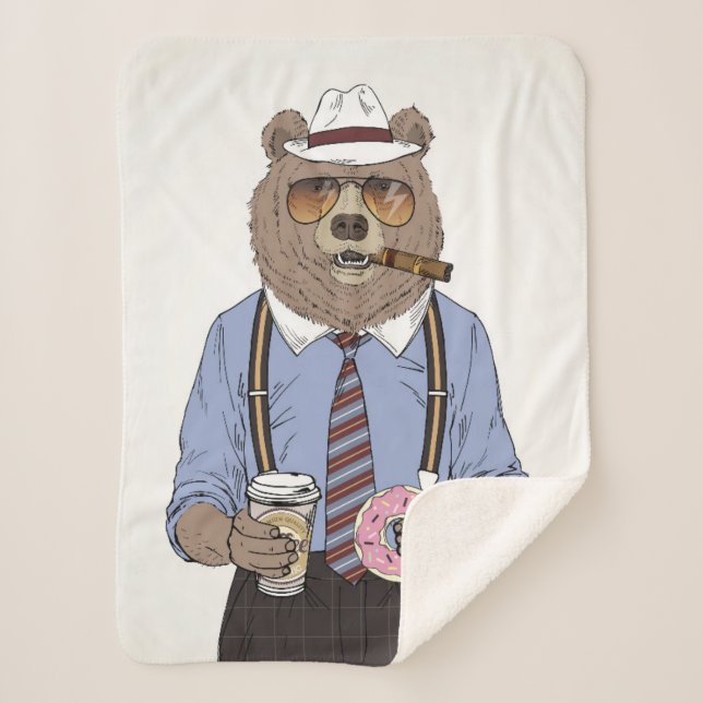 Bear Breakfast Sherpa Blanket (Front)