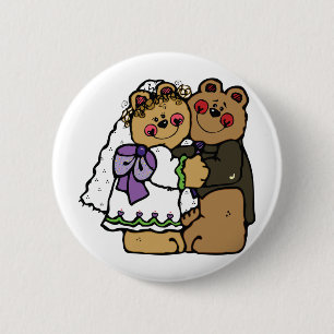 Bear Bride and Bear Groom 2 Inch Round Button