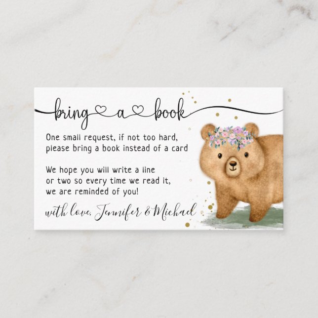 Bear Bring a Book Enclosure Card (Front)