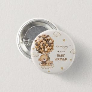 Bear Brown Balloons Baby Shower Favour 1 Inch Round Button