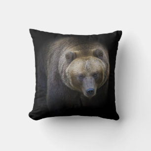 Bear Brown Grizzly Animal Life Wild Jungle Forest Throw Pillow
