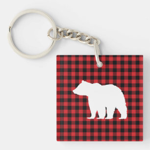 Bear Buffalo Check Pattern Acrylic Keychain