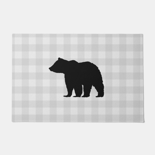 Bear Buffalo Check Pattern Autumn Doormat (Front)
