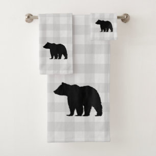 Bear Buffalo Check Pattern Bath Towel Set