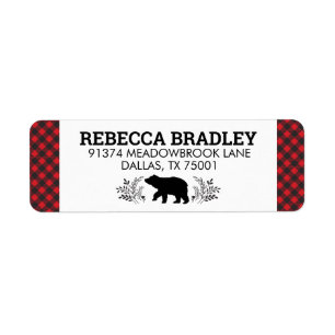 Bear Buffalo Plaid Lumberjack Address Label