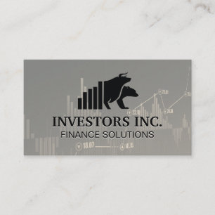 Bear Bull Logo   Stock Market Chart Business Card
