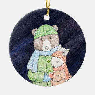 Bear & Bunny Couple Christmas together Custom Name