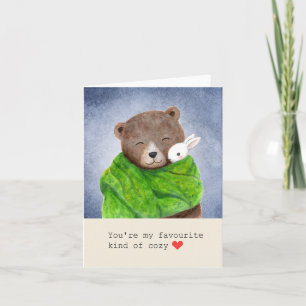 Bear & Bunny in a Scarf You are my favorite Cozy Card
