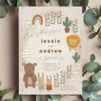 bear bunny lion cactus woodland unisex Baby Shower