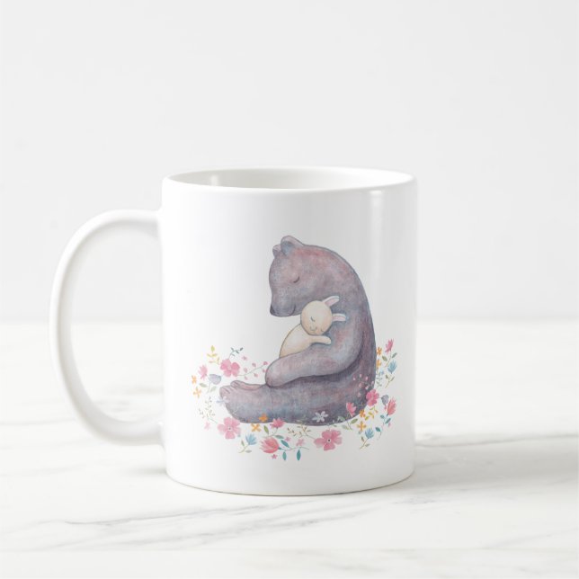 Bear & bunny Mug Bear and Rabbit Love Art Mug (Left)
