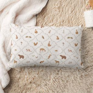 Bear Bunny Rabbit Fox Woodland Animals Forest Kids Lumbar Pillow