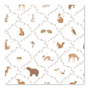 Bear Bunny Rabbit Fox Woodland Animals Forest Kids Wallpaper