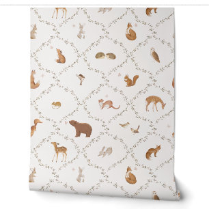 Bear Bunny Rabbit Fox Woodland Animals Forest Kids Wallpaper