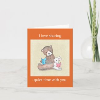Bear & Bunny reading books cute quiet couple love