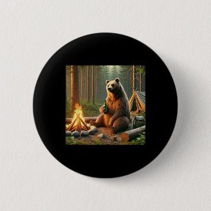 Bear Camping 2 Inch Round Button