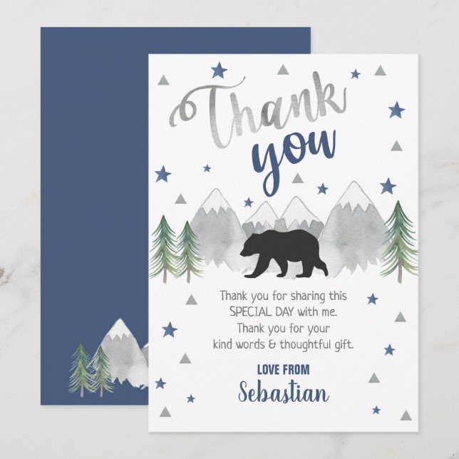 Bear Carte de remerciements Adventure Carte de rem (Devant / Derrière)