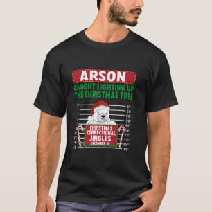 Bear Caught lighting up Xmas Tree North Pole Corre T-Shirt