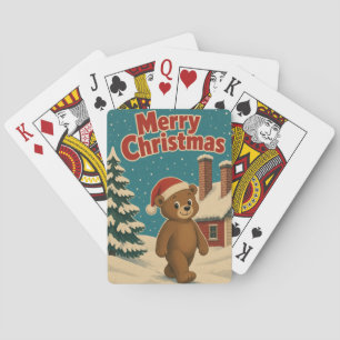 Bear Chimney Row Animal Christmas Playing Cards