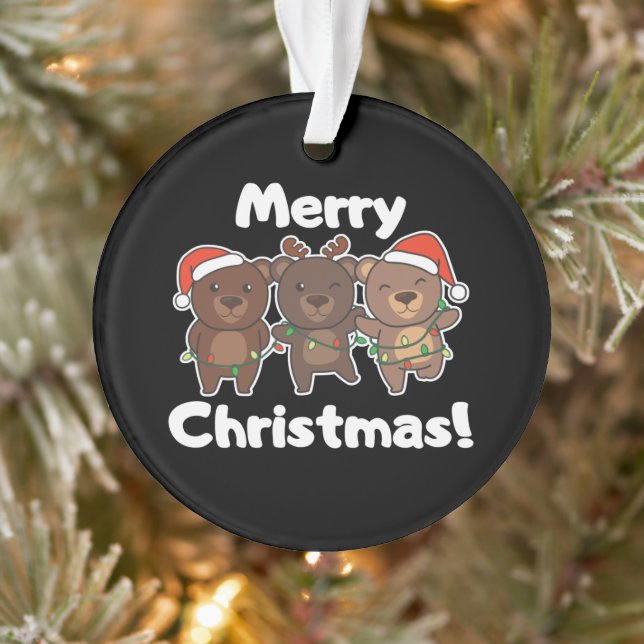 Bear Christmas Animals Bears Merry Christmas Ornament (Tree)