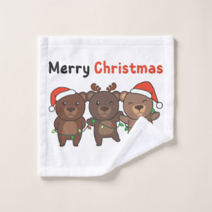 Bear Christmas Animals Bears Merry Christmas Wash Cloth
