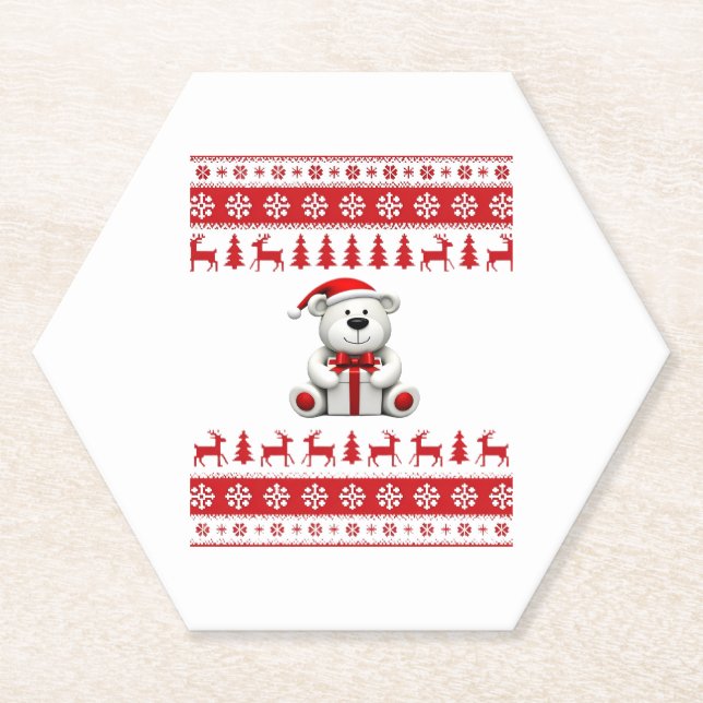 Bear Christmas Christmas (1) Paper Coaster (Front)