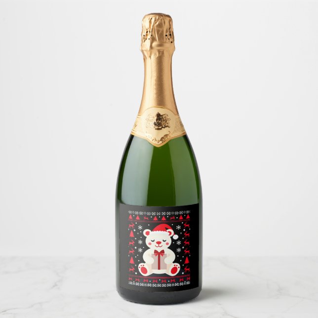 Bear Christmas Christmas (1) Sparkling Wine Label (Front)
