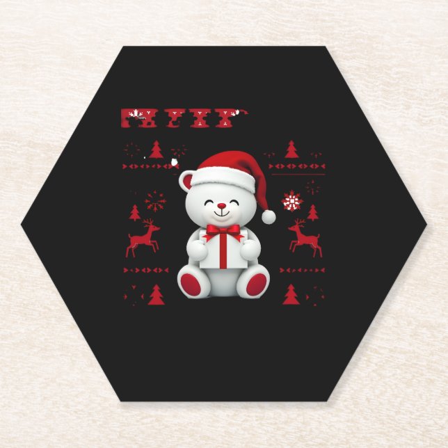 Bear Christmas Christmas (2) Paper Coaster (Front)