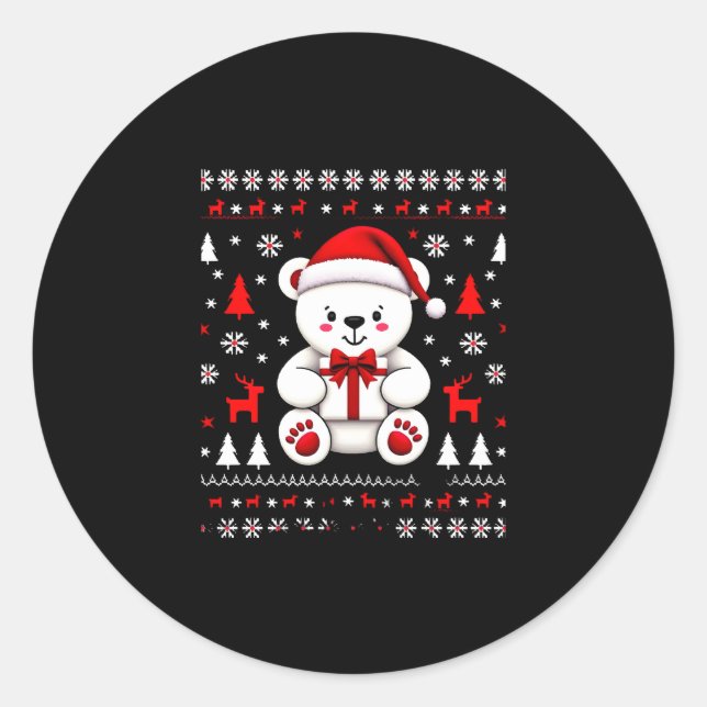 Bear Christmas Christmas (3) Classic Round Sticker (Front)