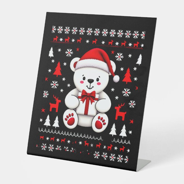 Bear Christmas Christmas (3) Pedestal Sign (Front)