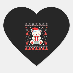Bear Christmas Christmas (6) Heart Sticker