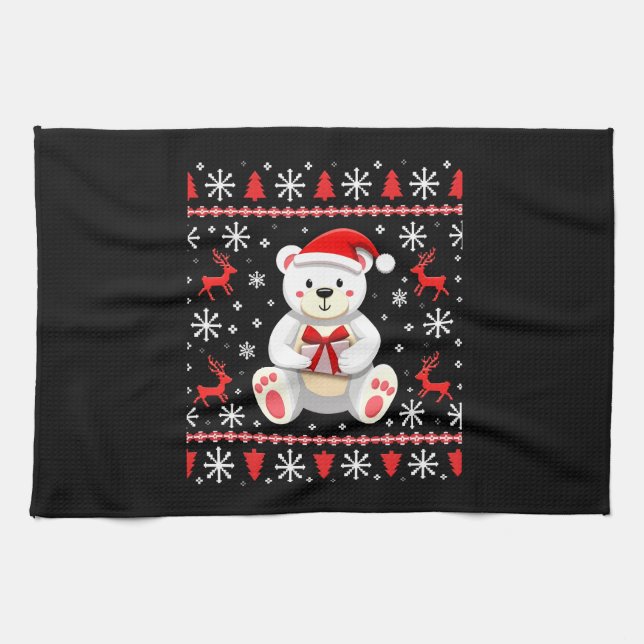 Bear Christmas Christmas Kitchen Towel (Horizontal)