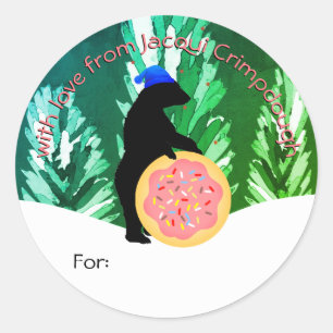 Bear Christmas cookie personalized to from Classic Round Sticker