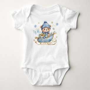 Bear Christmas One First Birthday Winter Baby Bodysuit