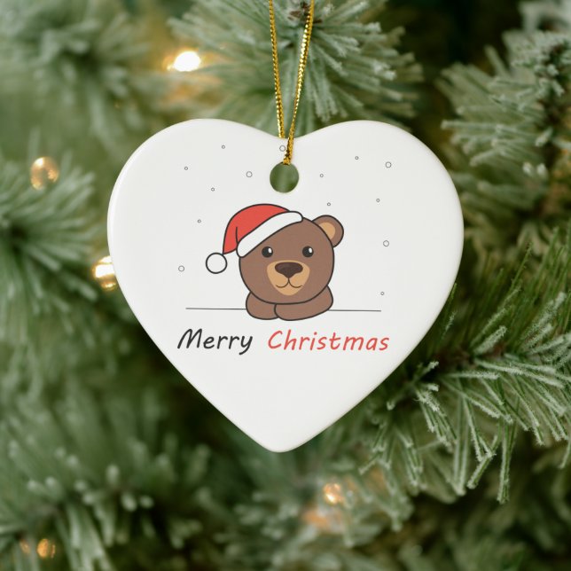 Bear Christmas Snow Winter Animals Bears Ceramic Ornament (Tree)