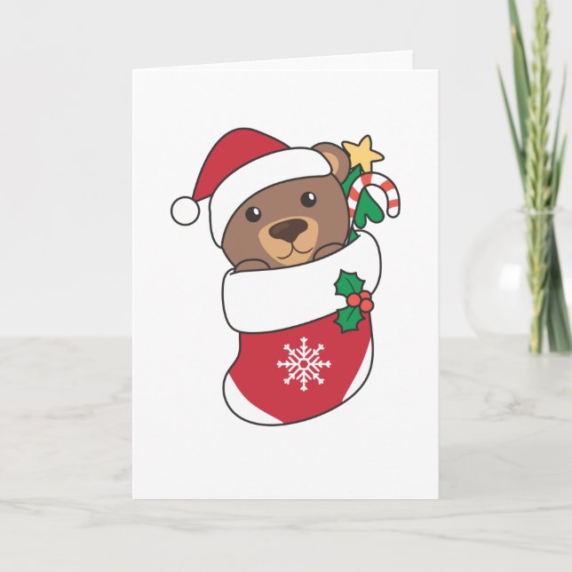 Bear Christmas Snow Winter Animals Bears Holiday Card (Front)