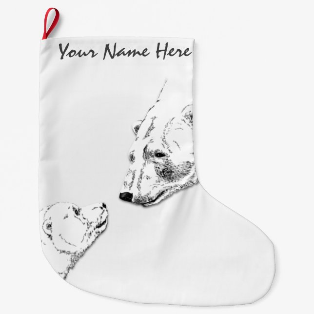 Bear Christmas Stocking Custom Polar Bear Stocking (Front)