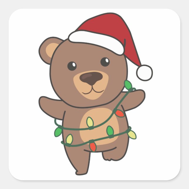 Bear Christmas Winter Animals Bears Square Sticker (Front)