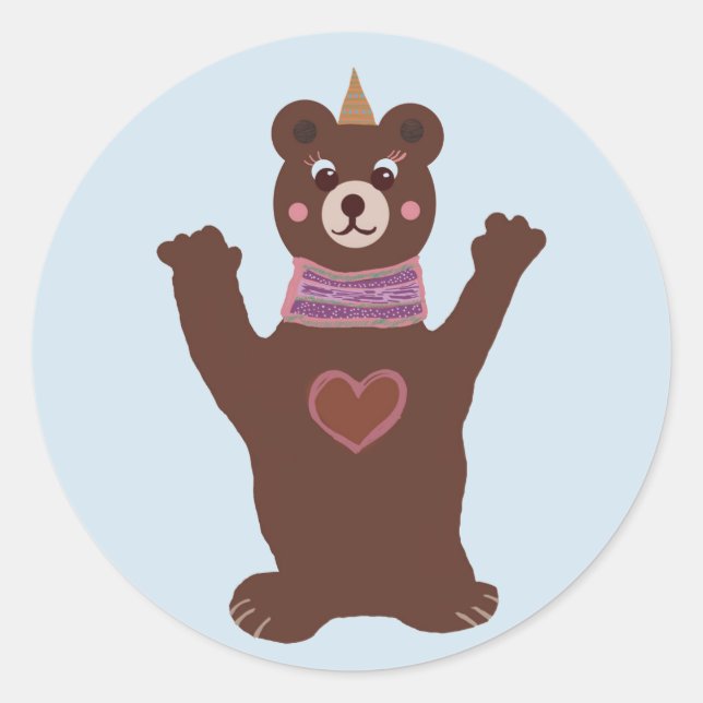 Bear Classic Round Sticker Baby Party (Devant)