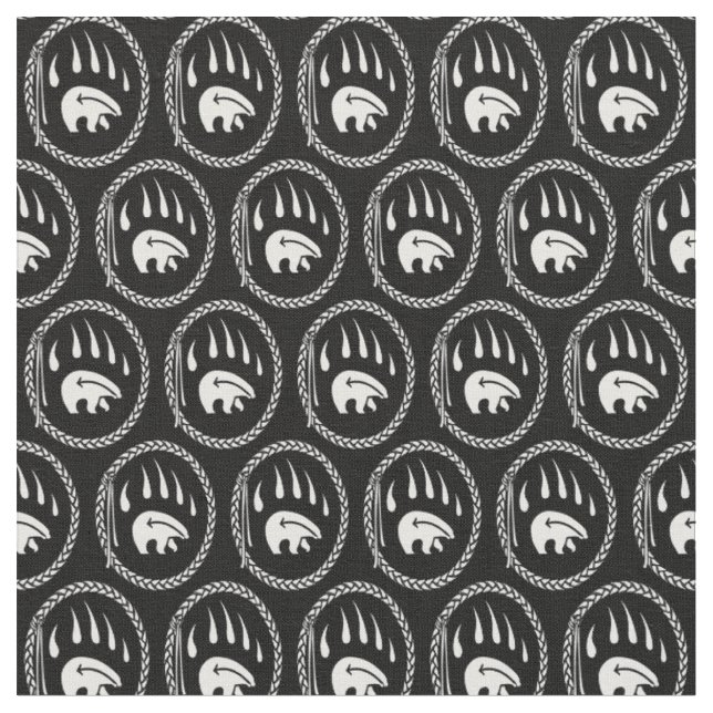 Bear Claw Fabric Tribal Bear Art Fabric (Close Up)