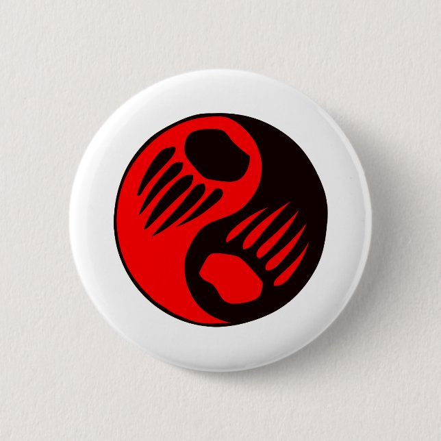Bear Claw Yin Yang 2 Inch Round Button (Front)