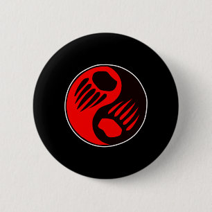 Bear Claw Yin Yang Black 2 Inch Round Button