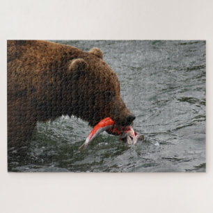 Bear closeup, Brooks Falls Alaska Jigsaw Puzzle