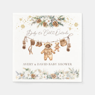 Bear ClothestLine Cold Outside Baby Shower Napkin