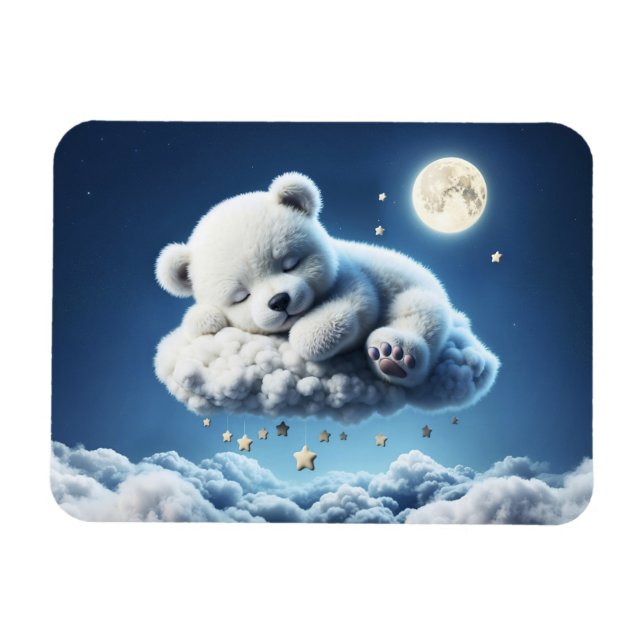 Bear clouds sleeping moon animal dream magnet (Horizontal)