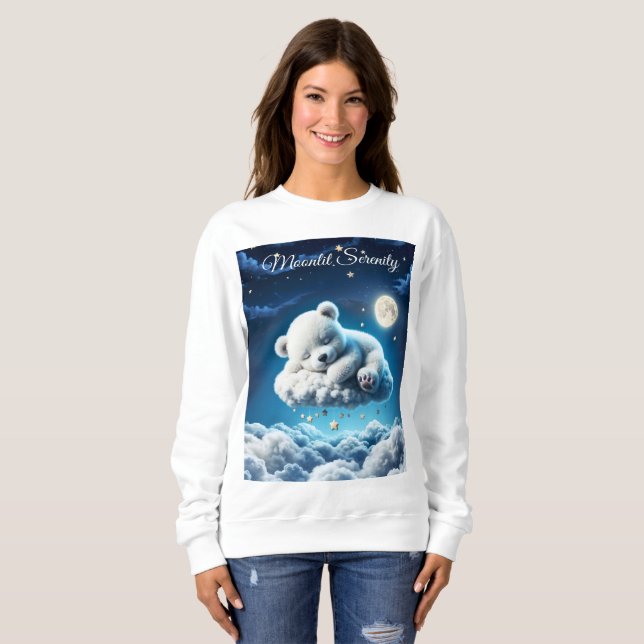 Bear clouds sleeping moon animal dream sweatshirt (Front Full)