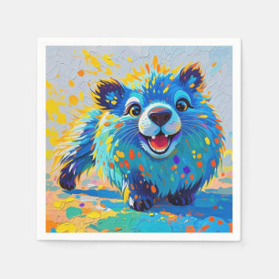Bear Colourful abstract animal art design Napkin
