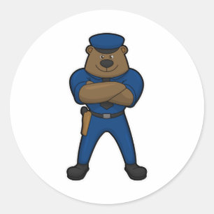 Bear Cop Police Classic Round Sticker