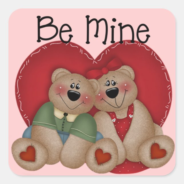 Bear Couple Be Mine Stickers Saint Valentin (Devant)