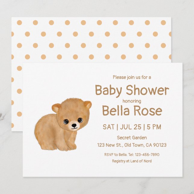 Bear Cub Baby Shower Cards (Front/Back)