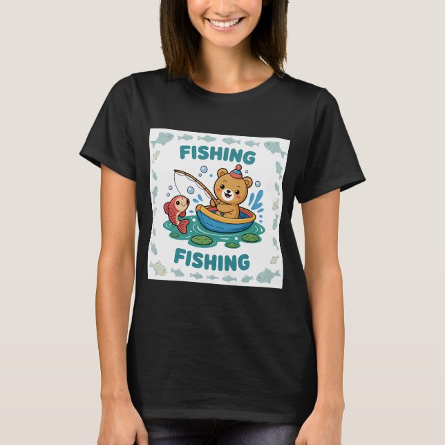 Bear cub fishing. T-Shirt (Front)